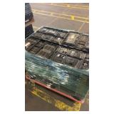 Pallet of Stackable Black Plastic Storage Crates