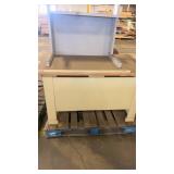 Office Desk with Two Burgundy Chairs