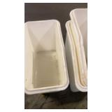 Set of 3 White Commercial Utility Tubs on Casters