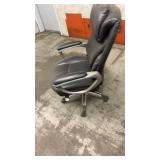 Black Leather Office Chair with Adjustable Armrests