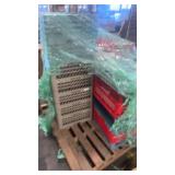 Pallet of Stackable Plastic Storage Bins and Crates