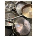 Lot of Paderno Stainless and Cast Iron Fry Pans with Lids
