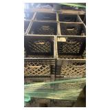 Pallet of plastic milk crates