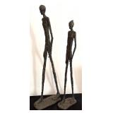 Pair of Tall Modernist Bronze-Style Abstract Figures