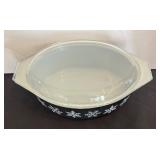 Vintage Pyrex Black Snowflake Covered Casserole Dish