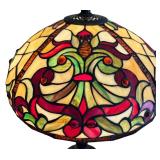 Stained Glass Table Lamp with Ornate Art Nouveau Shade