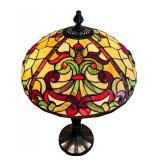 Stained Glass Table Lamp with Ornate Art Nouveau Shade