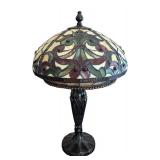 Stained Glass Table Lamp with Ornate Art Nouveau Shade