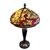 Stained Glass Table Lamp with Ornate Art Nouveau Shade