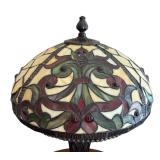 Stained Glass Table Lamp with Ornate Art Nouveau Shade