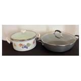Enamelware Steamer Pot and Calphalon Pot