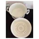 Enamelware Steamer Pot and Calphalon Pot