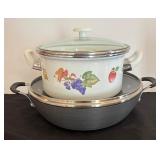Enamelware Steamer Pot and Calphalon Pot