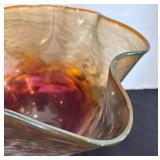 Hand-Blown Art Glass Vase Signed by Artist, 6.5 Inches Tall