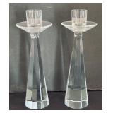 Pair of Vintage Asta Stromberg Octagonal Crystal Candle Holders