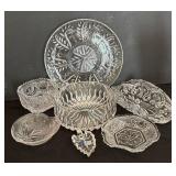 Collection of Crystal and Clear Glass Platter and Variety of Bowls