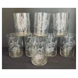 Set of Eight Vintage Butterfly Motif Glasses