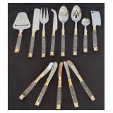 Golden Speckled Lucite Handled Serving Utensils and Spreaders