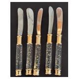 Golden Speckled Lucite Handled Serving Utensils and Spreaders