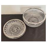 Two Gorgeous Vintage Crystal Bowls with Silver Plated Rims