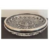 Two Gorgeous Vintage Crystal Bowls with Silver Plated Rims