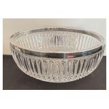 Two Gorgeous Vintage Crystal Bowls with Silver Plated Rims
