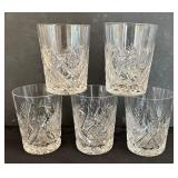 Vintage American Brilliant Cut Glass Pitcher with Five Lowball Glasses