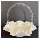 Vintage Fenton Silver Crest Ruffled Basket Bowl