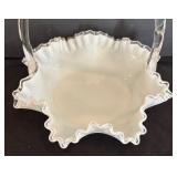 Vintage Fenton Silver Crest Ruffled Basket Bowl