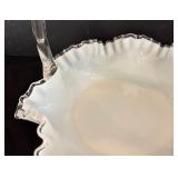 Vintage Fenton Silver Crest Ruffled Basket Bowl