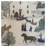 "Church Christmas Tree" Print by Grandma Moses in Antique Frame