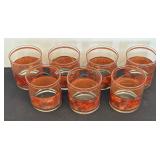 Seven Vintage Culver Tortoise Double Old Fashioned Glasses