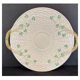 Belleek Shamrock Handled Cake Plate