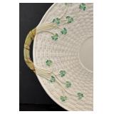 Belleek Shamrock Handled Cake Plate