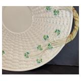 Belleek Shamrock Handled Cake Plate