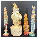 Beautiful Bunny Figurines and Candle