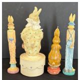 Beautiful Bunny Figurines and Candle