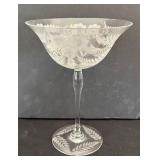 Vintage Tiffin-Franciscan Cherokee Rose Etched Tall Sherbet Saucer Dishes / Champagne Martini Stemware