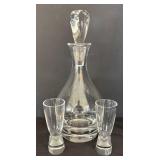 Vintage Stuben Crystal Decanter with Two Cordial Glasses