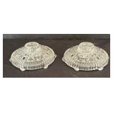 Pair of Vintage Anchor Hocking Thousand Stars and Bars Candle Holders