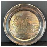 Vintage Limited Edition Damascene Indians Discovering Lewis & Clark Collectors Plate by Charles M. Russell for Reed & Barton