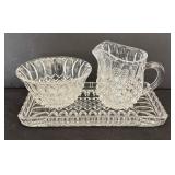 Assorted Vintage Crystal and Clear Glass Platters, Pedestal Plate, Sugar/Creamer Serving Set, Bowl and More!