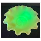 Vintage Fenton Custard Satin Persian Medallion Uranium Bowl