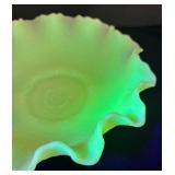 Vintage Fenton Custard Satin Persian Medallion Uranium Bowl