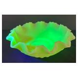 Vintage Fenton Custard Satin Persian Medallion Uranium Bowl