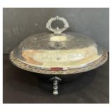 Vintage Silver Plated Serving Platter with Covered Casserole Dish