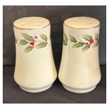 Holly Berry Holiday Christmas Platter, Bowl and Salt / Pepper Shakers