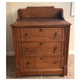 Vintage 3-Drawer Wood Dresser with Backboard