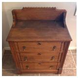 Vintage 3-Drawer Wood Dresser with Backboard
