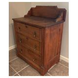 Vintage 3-Drawer Wood Dresser with Backboard